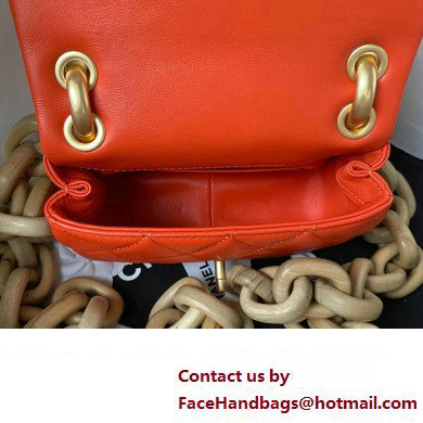 Chanel Lambskin  &  Wenge Wood Mini Flap Bag AS4165 Red 2023